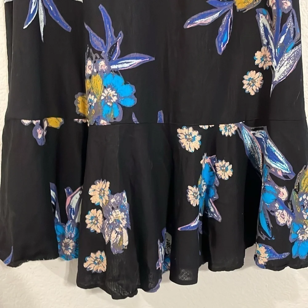 Free People Women Summer in Tutlum Tunic Small Black Coastal Longline Lagenlook